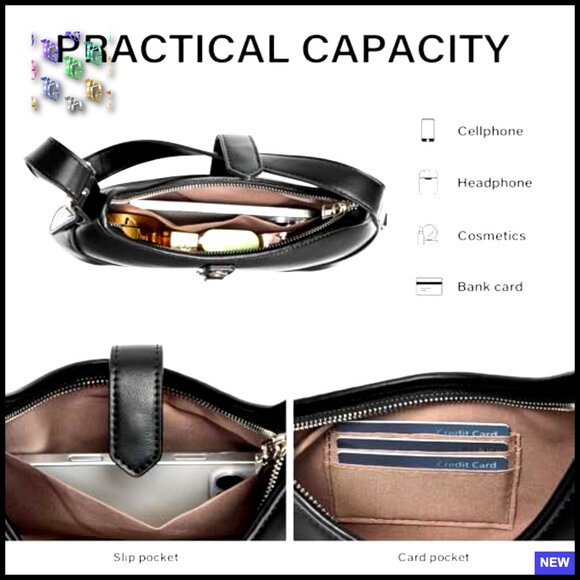 Soft Vegan Leather Shoulder Bag Hobo Purse Adjustable Strap Stylish Minimal Chic - Picture 4 of 7